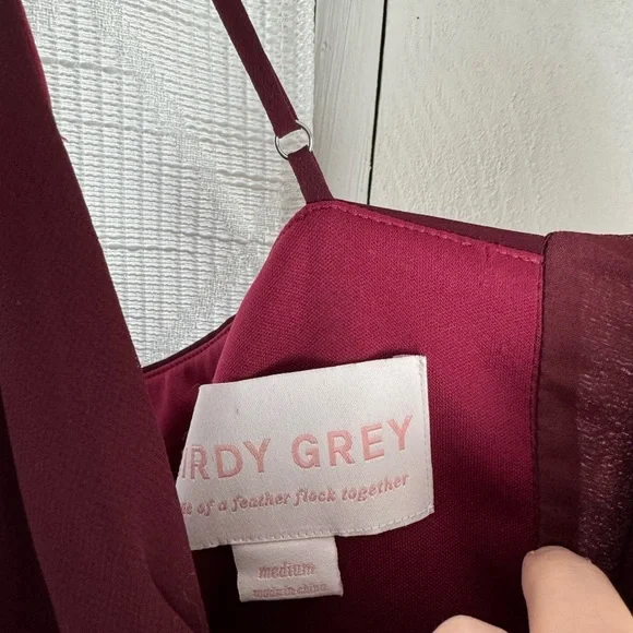 Birdy Grey Formal Burgandy Gown with Sheer Cut Out Details Sz M - Picture 3 of 4